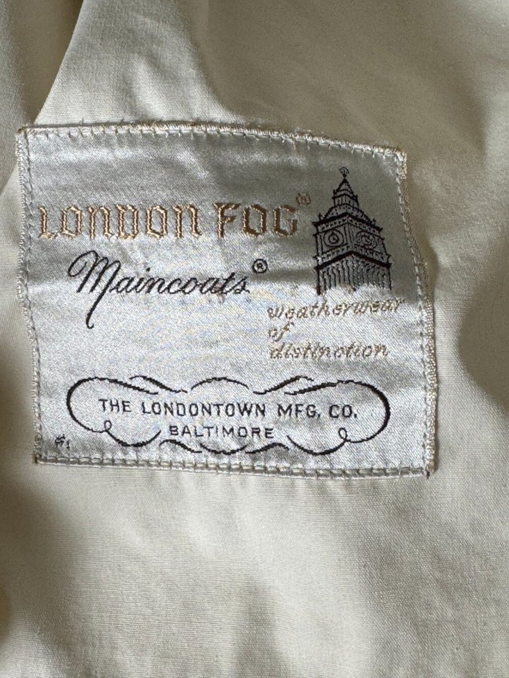 Vintage 60s 70s London Fog Maincoats Rain Coat 14 Petite Ivory Trench - Picture 11 of 14